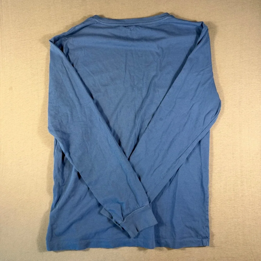 Polo Ralph Lauren Mens Blue V-Neck Long Sleeve T-Shirt Orange Pony Size S